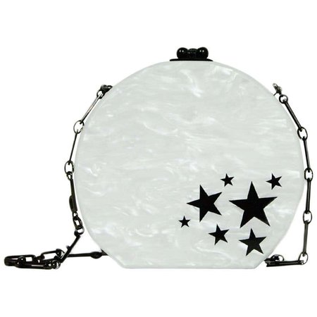 Edie Parker White/Black Marbled Acrylic Clutch/Crossbody Bag For Sale at 1stDibs