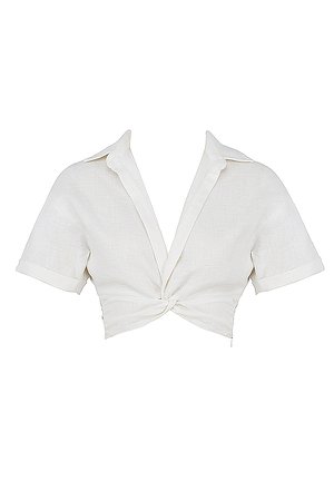 Vestuário : Tops : 'Remi' White Twist Front Crop Shirt