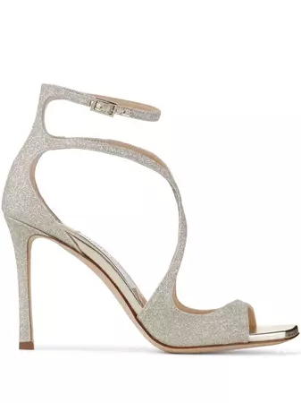 Shop Jimmy Choo Azia 95mm glitter sandals with Express Delivery - FARFETCH
