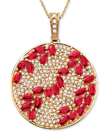 EFFY Collection Rosa by EFFY® Ruby (3-1/3 ct. t.w.) & Diamond (9/10 ct. t.w.) Pendant in 14k Rose Gold, Created for Macy's & Reviews - Necklaces - Jewelry & Watches - Macy's