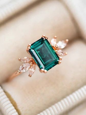 Emerald Engagement Ring 4ct Emerald Cut Solid 14K Gold - Etsy