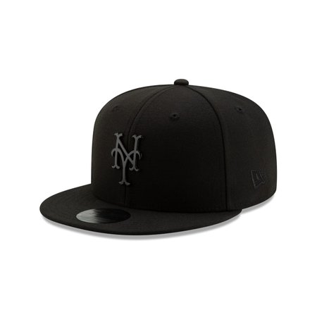 NEW YORK METS BLACKOUT LOGO SLICK 59FIFTY FITTED