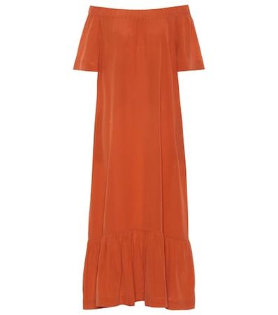 Off-the-shoulder silk crêpe dress