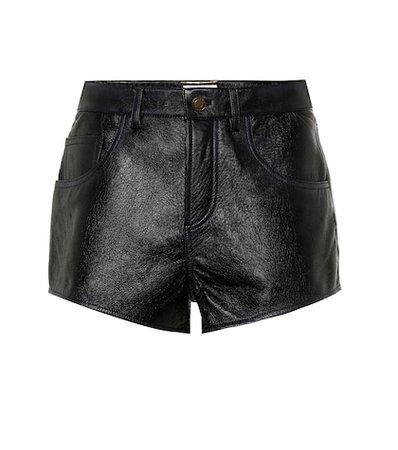 High-rise leather shorts