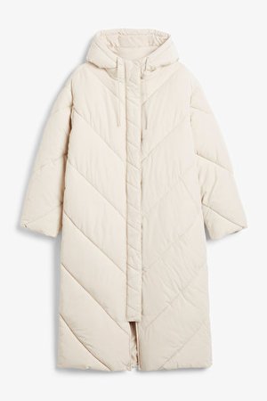Long puffer coat - Beige - Coats - Monki GB