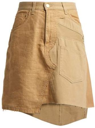 Deconstructed Chino Cotton Gabardine Skirt - Womens - Beige
