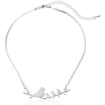 Amazon.com: Sterling Silver Birds on a Branch Necklace, 16"+2" Extender: Jewelry