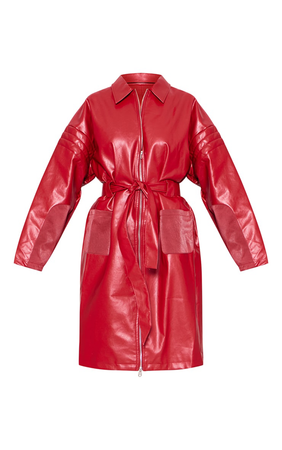 red patent trench coat plt