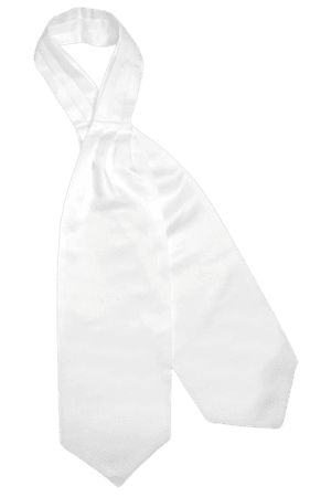 Solid White Silk Satin Ascot tie