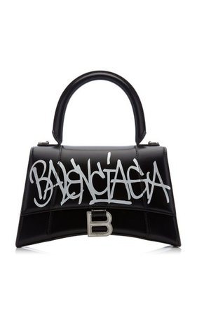 Hourglass S Graffiti-Print Leather Bag By Balenciaga | Moda Operandi