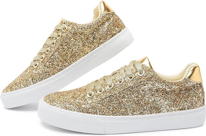 Amazon.com: Jeekopeg Glitter Sparkly Fashion Sneakers Shoes Shiny Casual Shoes Bling Sequin Concert Low Cut Lace up Shoes : Clothing, Shoes & Jewelry