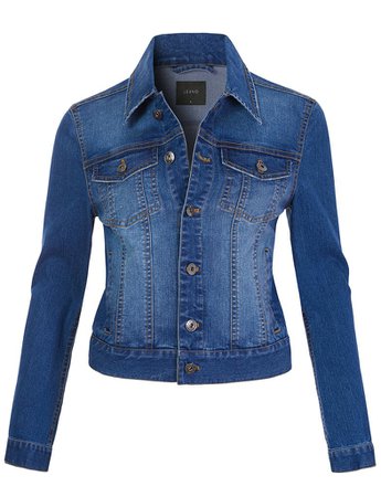 LE3NO Womens Classic Vintage Long Sleeve Button Down Denim Jean Jacket | LE3NO blue