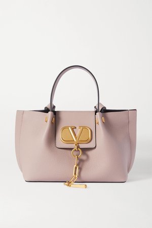 Pink Valentino Garavani Go Logo Escape small textured-leather tote | Valentino | NET-A-PORTER