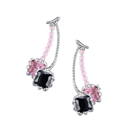 ElectricGirl / Square Cherry Gemstone Earrings – YVMIN