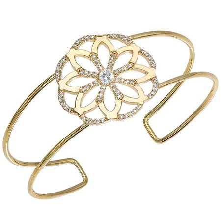 Sophia Flower Cuff Bracelet Yellow Gold - GiGi Ferranti Jewelry