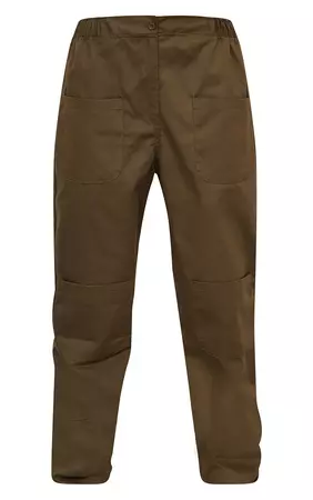 Khaki Cargo Pocket Low Rise Straight Leg Trousers | PrettyLittleThing USA