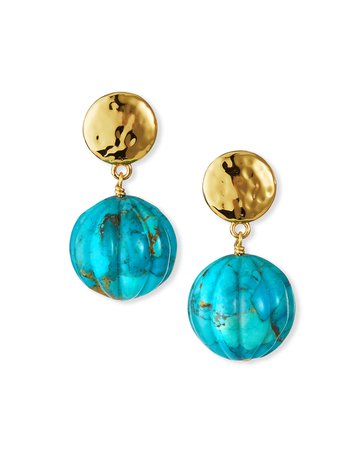 NEST Jewelry Turquoise Carved Ball Drop Earrings