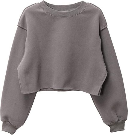Women Pullover Cropped Hoodies Long Sleeves Sweatshirts Casual Crop Tops for Fall Winter (Ash, Medium) at Amazon Women’s Clothing store