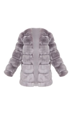 Grey Fur Bubble Coat | PrettyLittleThing USA