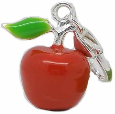 Sexy Sparkles Clip on Red Apple Charm for European Jewelry with Lobster Clasp