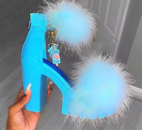 light blue fluffy shoes