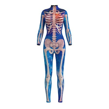 JIGERJOGER Smoky blue skeleton full body jumpsuit high neck full length long sleeve 3D digital printing tight Legging Halloween-in Yoga Pants from Sports & Entertainment on Aliexpress.com | Alibaba Group