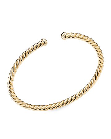 David Yurman 4mm Cablespira Bracelet in Gold, Size M and Matching Items & Matching Items | Neiman Marcus