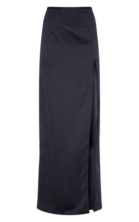 Black Satin Maxi Skirt | Skirts | PrettyLittleThing USA