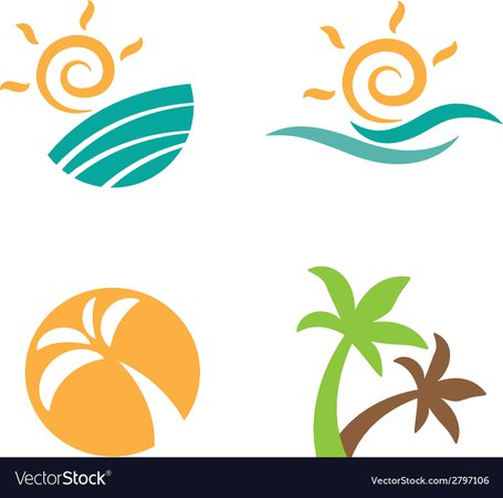 Set logos beach summer Royalty Free Vector Image