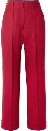 Racil - Charlie Cropped Wool-piqué Wide-leg Pants - Red