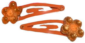 orange rhinestone flower hair clips
