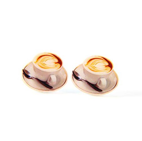 Amazon.com: Coffee Stud Earrings - Latte Art: Handmade