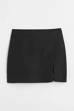Short Linen-blend Skirt - Black - Ladies | H&M US