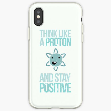 Coques et skins iPhone « Excusez-moi pendant que je Science: Pensez comme un Proton et restez positif », par AlexNoir | Redbubble