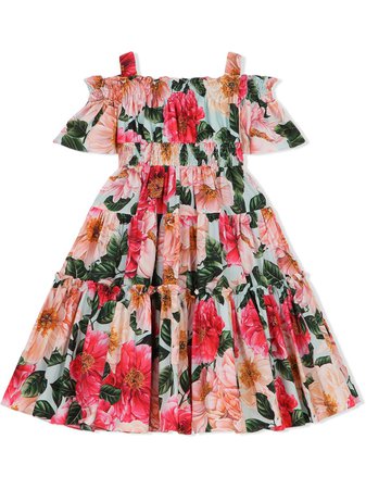 Shop pink & green Dolce & Gabbana Kids floral-print dress with Express Delivery - Farfetch