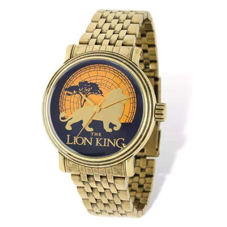Disney Stainless Steel Men's Lion King Antique Gold-tone Watch - Free Shipping Today - Overstock - 20560149