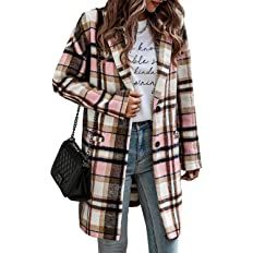 Amazon.com: PRETTYGARDEN Women's 2023 Plaid Shacket Jacket Casual Button Wool Blend Winter Tartan Trench Coat With Pockets (Pink,X-Large) : Clothing, Shoes & Jewelry