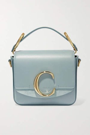 C Mini Suede-trimmed Leather Shoulder Bag - Blue