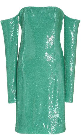 Sally LaPointe Sequin-Embellished Off-The-Shoulder Mini Dress Size: 0