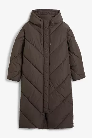 Long puffer coat - Dark brown - Coats - Monki