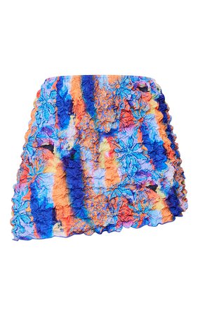 Blue Abstract Print Bubble Micro Mini Skirt | PrettyLittleThing USA