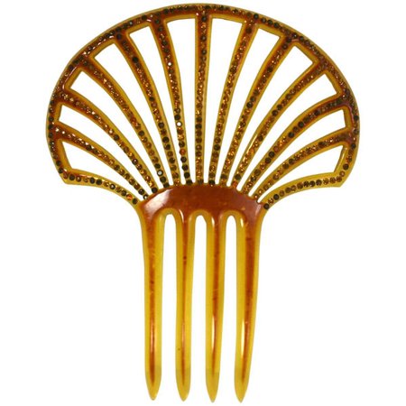 Art Deco Pierced Celluloid and Citrine Paste Comb For Sale at 1stDibs | celluloid comb