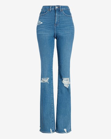 High Waisted Ripped Curvy Bootcut Jeans | Express
