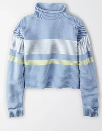 AE Studio Color Block Cropped Mock Neck Sweater
