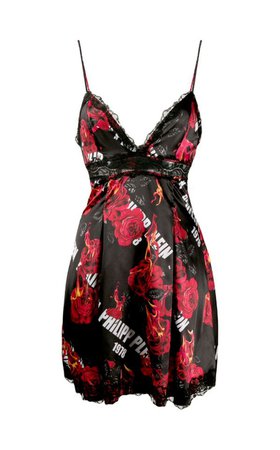Philipp Plein | Rose Print Slip Dress