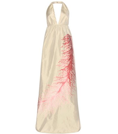 Embroidered silk-blend dress