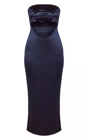 Black Velvet Bandeau Bust Detail Cut Out Midaxi Dress | PrettyLittleThing USA