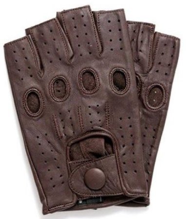 brown leather fingerless gloves