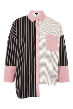 black white pink striped top