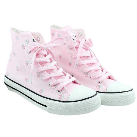 Sweet Pastel Strawberry Canvas Sneakers